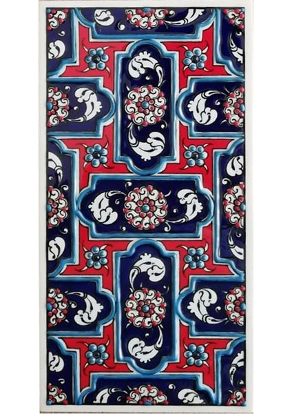 10x20 Cm ED 219 Kobalt Geometrik El dekoru Çini Karo