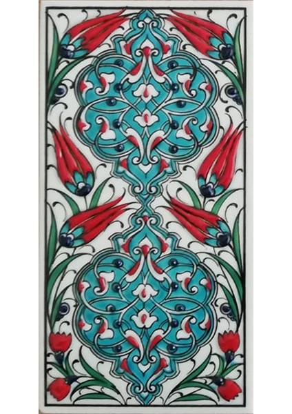 10x20 Cm ED 228 Turkuaz Rumi Desen El dekoru Çini Karo