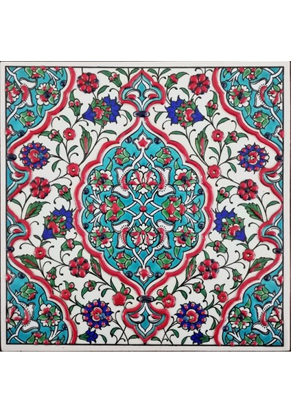 20x20 Cm ED 307 Turkuaz İznik Rumi El dekoru Çini Pano