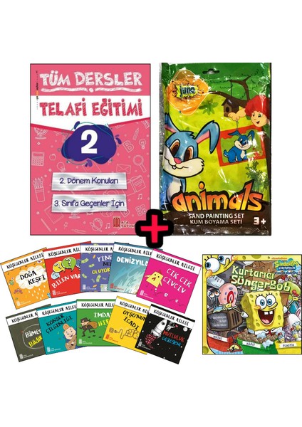2. Sınıf Tüm Dersler Telefi Kitabı+10 'Lu Hikaye Seti + Kum Boyama + Süngerbob Hikaye