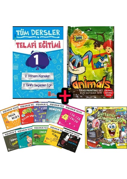 2. Sınıf Tüm Dersler Telefi Kitabı + 10 'Lu Hikaye Seti + Kum Boyama + Süngerbob Hikaye