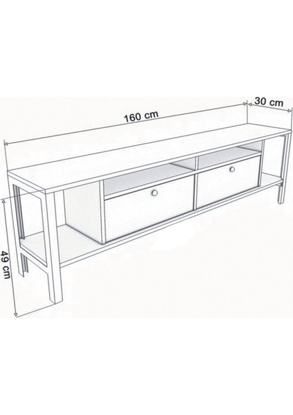 Ankara Mobilya Alaluna Metal Ayaklı  Atlantik Çam 160 cm Tv Ünitesi