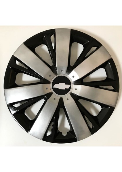 Chevrolet Aveo 15'' Inç Gri - Siyah Renk 4lü Set Jant Kapağı Çelik Jant Görünümlü