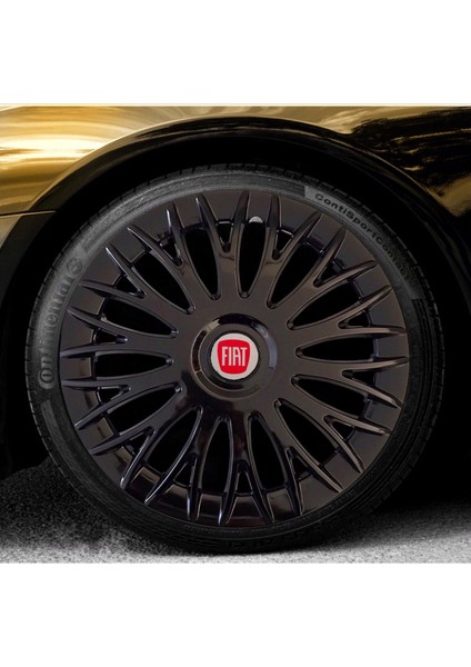 Fiat Linea 16'' Inç Piano Black Renk Jant Kapağı 4 Adet Çelik Jant Görünümlü