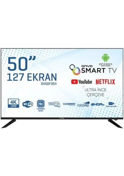 OV50F354 50" 127 Ekran Frameless 4K Ultra HD Android Smart LED TV