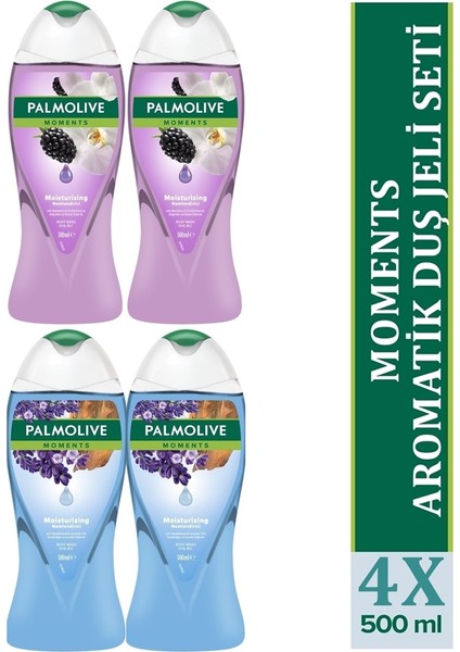 Moments Duş Jeli Böğürtlen Orkide + Sandal Ağacı Lavanta 500 ml x 4 Adet