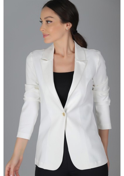 Sweetness Kadın Beyaz Tek Düğmeli Astarsız Ceket fiyatları