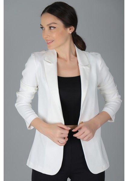 Sweetness Kadın Beyaz Tek Düğmeli Astarsız Ceket modelleri