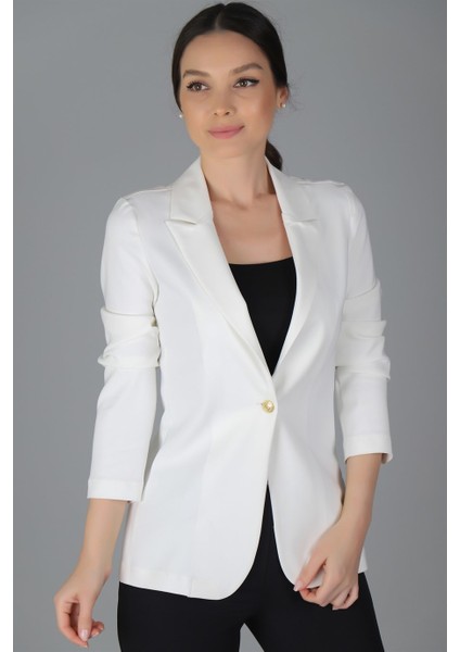Sweetness Kadın Beyaz Tek Düğmeli Astarsız Ceket fırsatları