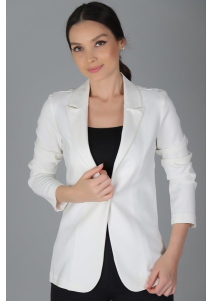 Sweetness Kadın Beyaz Tek Düğmeli Astarsız Ceket indirimleri