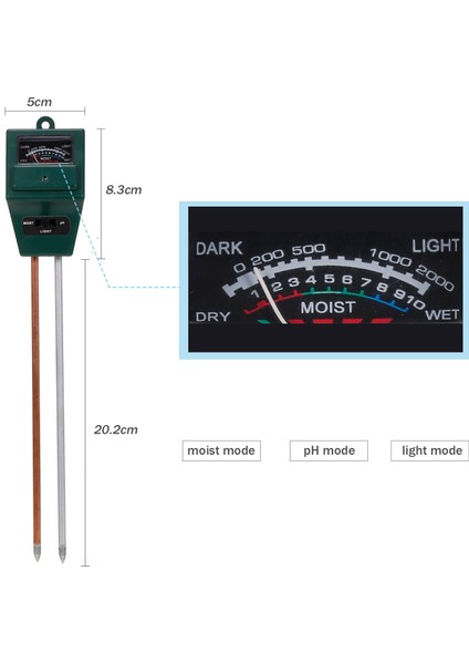 Toprak Ph Ölçer Toprak Nem Ölçer 3'ü 1 Arada Nem Işık (Yurt Dışından)