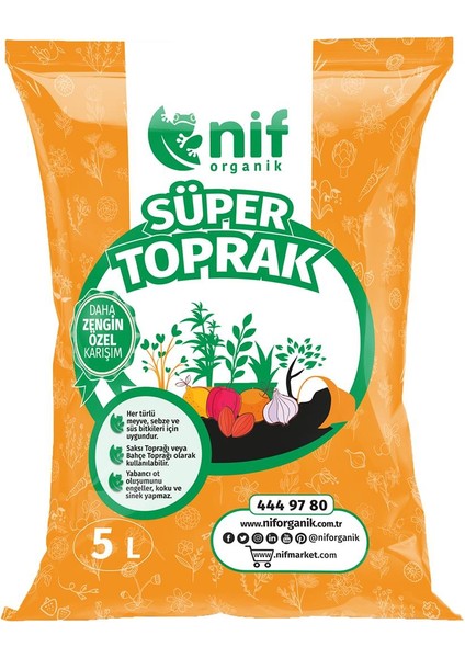 Nif Organik Süper Toprak 5 Lt