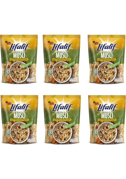 Lifalif Kuru Meyveli ve Fındıklı Müsli 350 g x 6 Adet