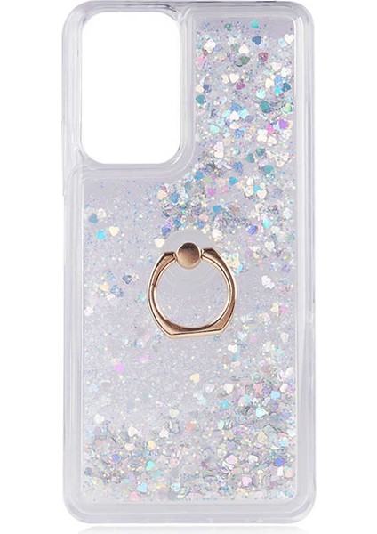 - Xiaomi Redmi Note 10 Pro - Kılıf Yüzüklü Simli Sıvılı Milce Kapak - Gümüş - T17330