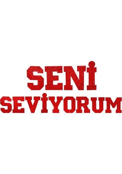 Seni Seviyorum Zemin Dekoru Kırmızı Simli Strafor 1 Paket