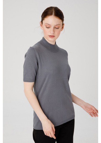 Kadın Yarım Balıkçı Bluz 02420345 Füme modelleri