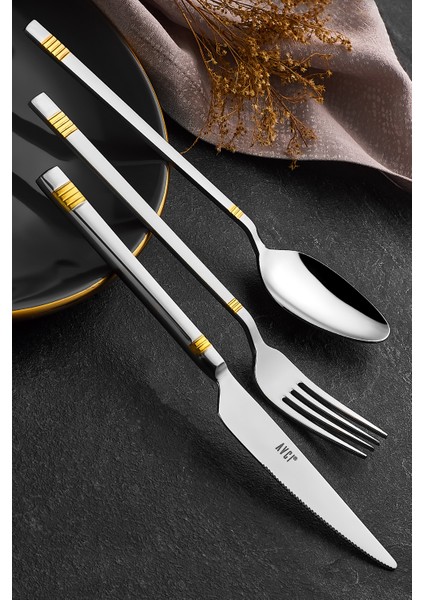 Duru Gold 18 Parça Çatal Kaşık Bıçak Takımı 18/10 Paslanmaz Çelik