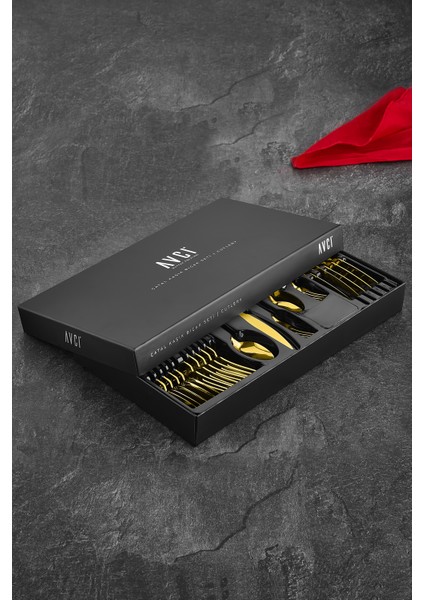Klas Titanyum Gold 36 Parça Çatal Kaşık Bıçak Takımı 18/10 Paslanmaz Çelik modelleri