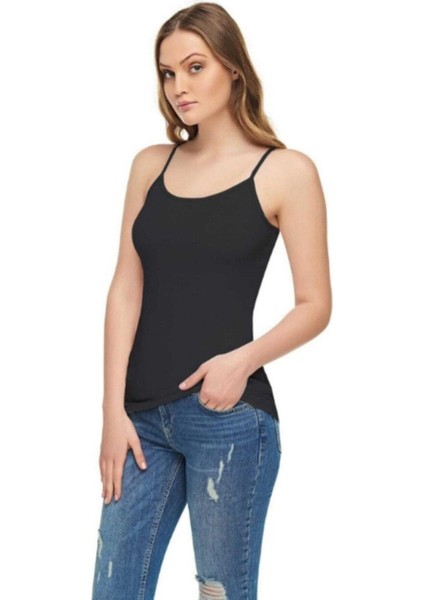 Elit Kadın Ip Askılı Atlet 2-Li Paket Siyah-Beyaz