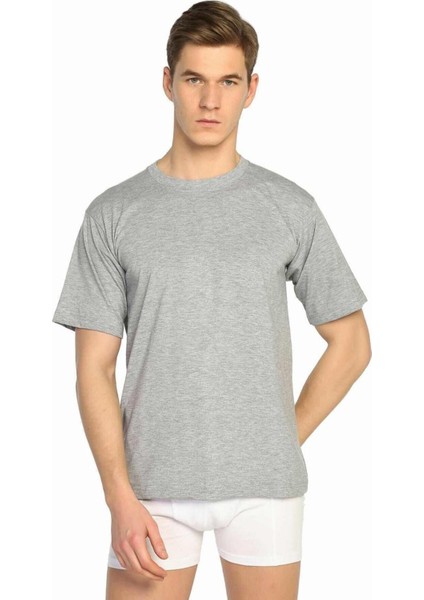 Erkek Yarım Kol Sıfır Yaka Atlet 3-Lü Paket Gri