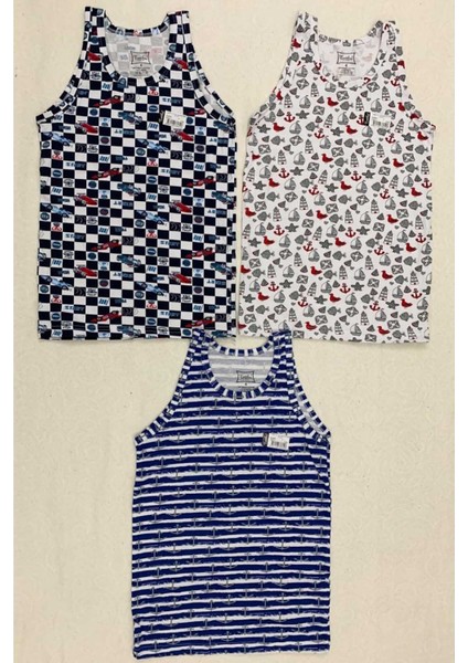 Erkek Çocuk Desenli Atlet 4-Lü Paket Karışık Renk