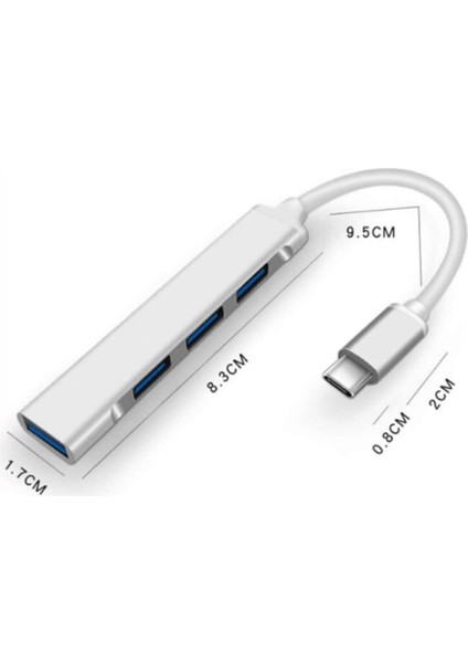 Type C To USB 3.0 Çoklayıcı 4 Port Hub 3.1 Adaptör Çevirici