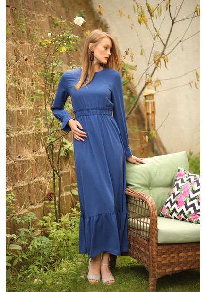 Beli Lastikli Indigo Elbise fırsatları