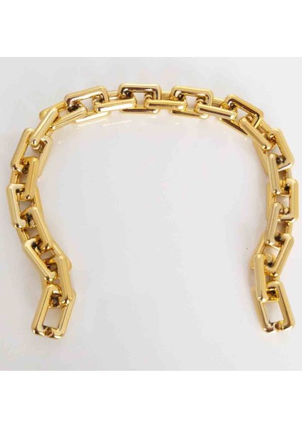 44 cm Köşeli Metal Görünümlü Akrilik Zincir (Light Gold Renk)