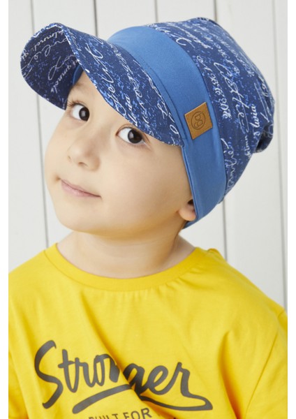 Pamuklu El Yapımı Ekstra Yumuşak Çocuk Mavi Vizyerli 4 Mevsim Penye Şapka