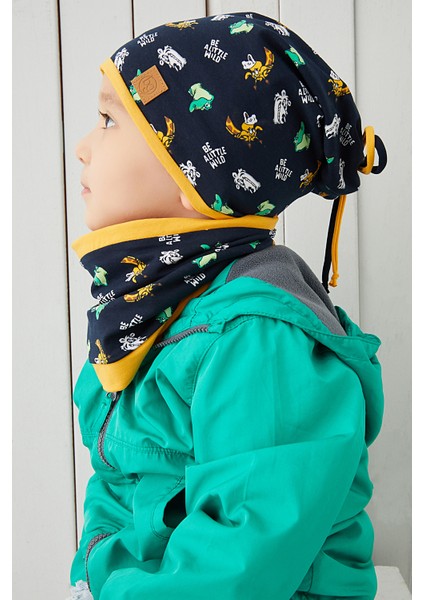 Pamuklu Çift Katlı Yumuşak Penye Lacivert Sarı Figürlü Erkek Çocuk Bebek Şapka Bere Yerli Üretim fiyatları