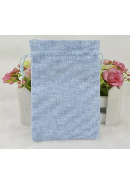 Kese Mavi Renk Jüt Kumaş 10X14 cm 10 Adet
