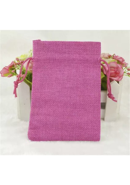 Kese Fuşya Renk Jüt Kumaş 10X14 cm 50 Adet