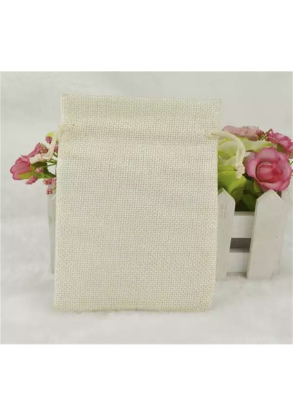 Kese Krem Renk Jüt Kumaş 10X14 cm 50 Adet