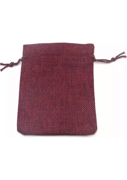 Kese Bordo Renk Jüt Kumaş 12X17 cm 10 Adet