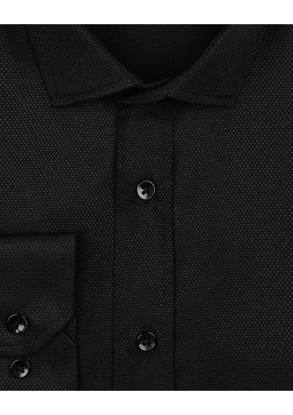 Slim Fit Armür Desenli Lacivert Erkek Gömlek modelleri