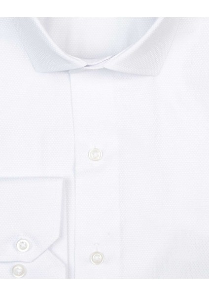 Slim Fit Armür Desenli Beyaz Erkek Gömlek fiyatları