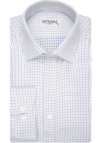 Slim Fit Armür Desenli Erkek Gömlek