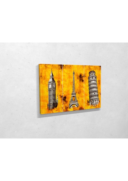 Big Ben Eiffel Pisa Kanvas Tablo fiyatları
