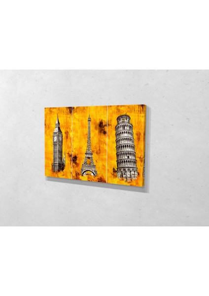 Big Ben Eiffel Pisa Kanvas Tablo modelleri
