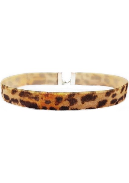 Leopar Desen Choker Tasma Kolye