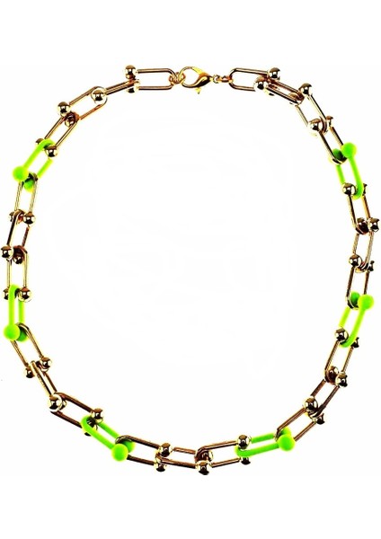 Altın Kaplama Yeşil Neon Model Kolye