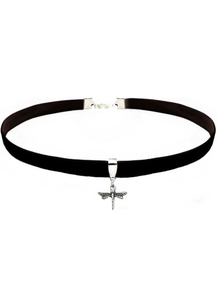 Kadife Yusufcuk Choker Kolye Siyah Renk