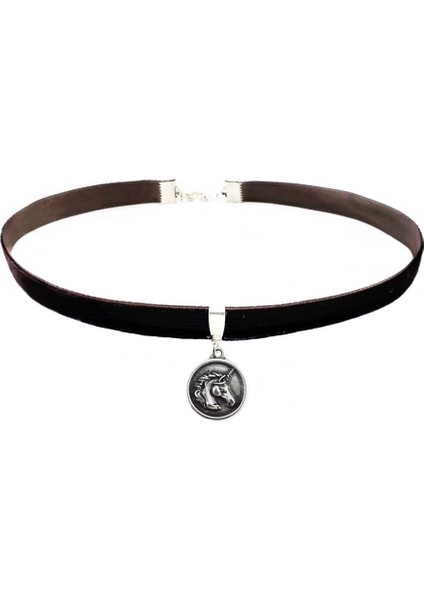 Kadife Unicoro Choker Kolye Kahve Renk