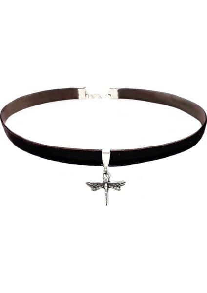 Kahverengi Kadife Yusufcuk Choker Kolye