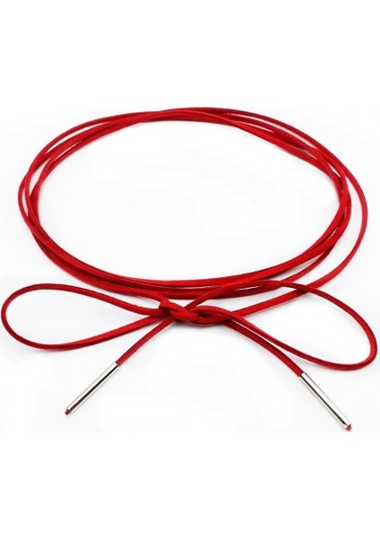 Süet Bağcıklı Choker Tasma Kadın Kolye Kırmızı Renk