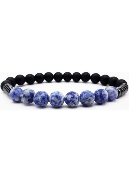 Sodalit Hematit Ikili Kombin Doğal Taş Bileklik modelleri