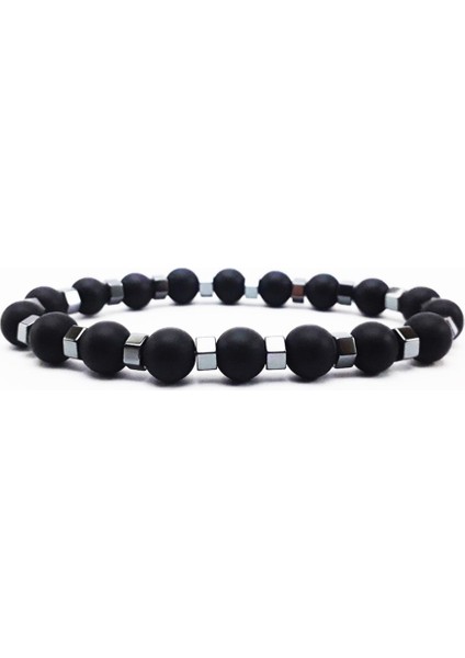 Oniks Hematit Doğal Taş Bileklik