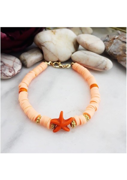Turuncu Renk Deniz Yıldızı Kadın Fimo Bileklik fiyatları
