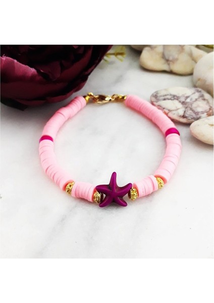 Deniz Yıldızı Kadın Pembe Fimo Bileklik