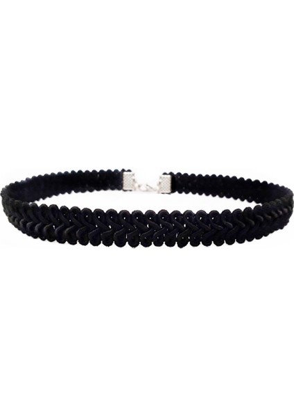 Siyah Örme Choker Kolye